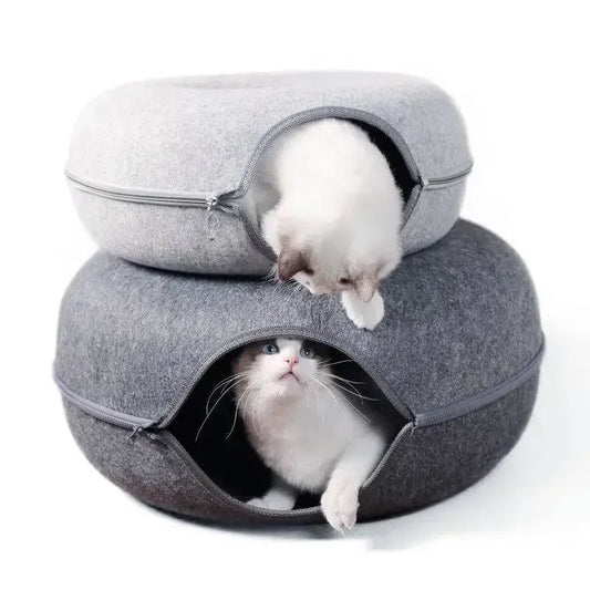 Donut Cat Cave Bed, Cat Tunnel Interactive Toy