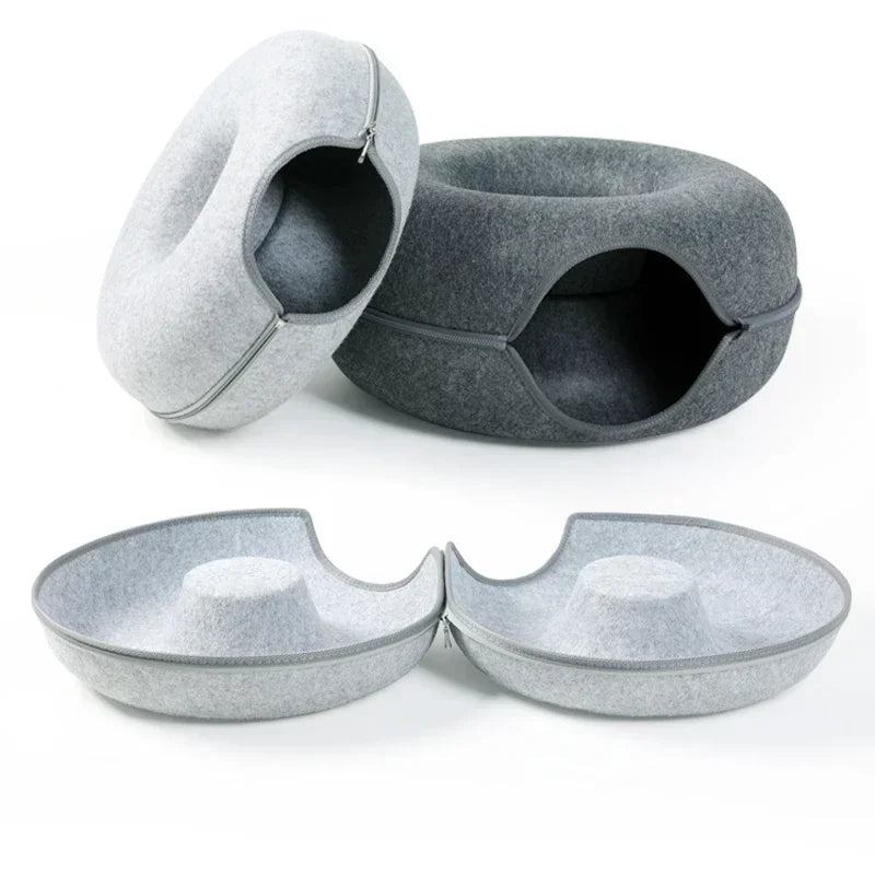 Donut Cat Cave Bed, Cat Tunnel Interactive Toy